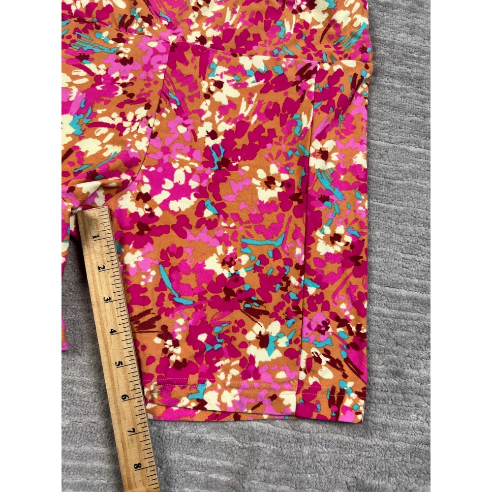 No Boundaries Bike Shorts Womens Large Pink Floral High Rise Athletic Pockets - Picture 3 of 8